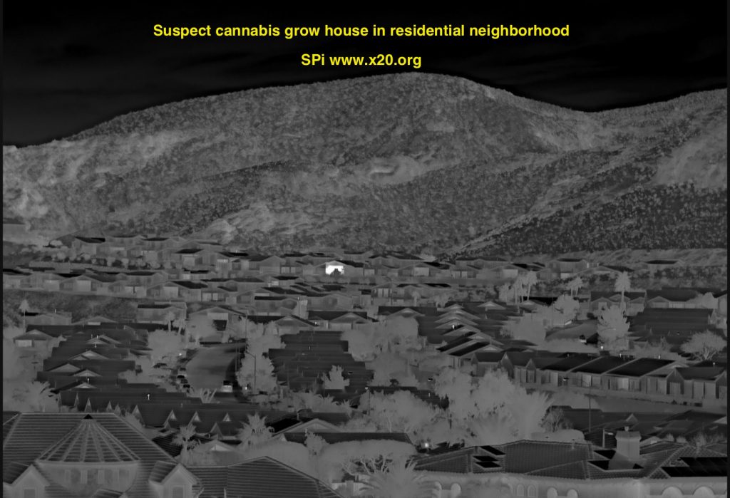 Thermal flir imaging of cannabis marijuana grow house facility